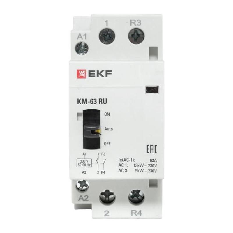 Контактор модульный КМ РУ 63А 1NO+1NC (2 мод.) EKF PROxima | km-2m-63-11 | EKF — миниатюра 22