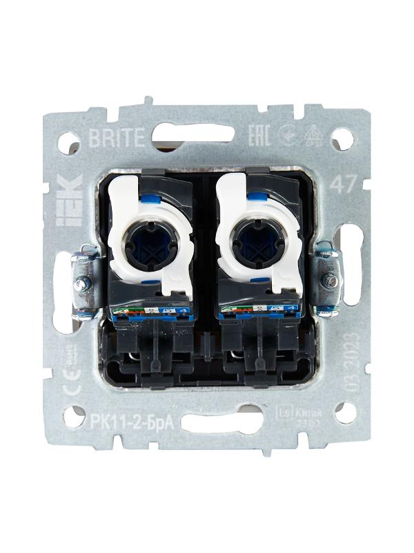 BRITE Розетка компьютерная 2-ая RJ45 кат.6 РК11-2-БрА алюминий | BR-K20-2-K47 | IEK — миниатюра 4