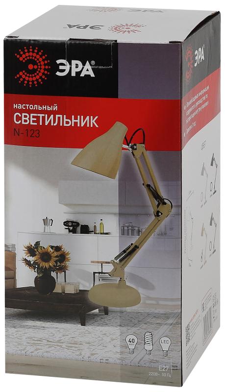 Светильник настольный N-123-Е27-40W-BG бежевый (12/96) | Б0047198 | ЭРА — миниатюра 2
