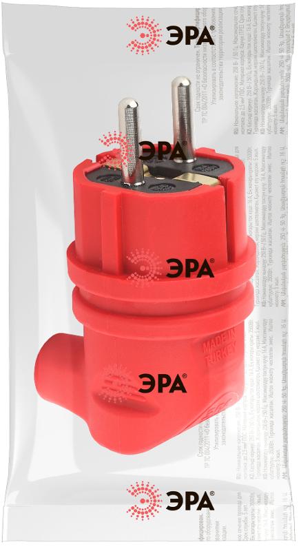 V9-RED-IP44 ЭРА Вилка каучуковая с/з 90град с кольцом 16A IP44 красная | Б0044549 | ЭРА — миниатюра 2