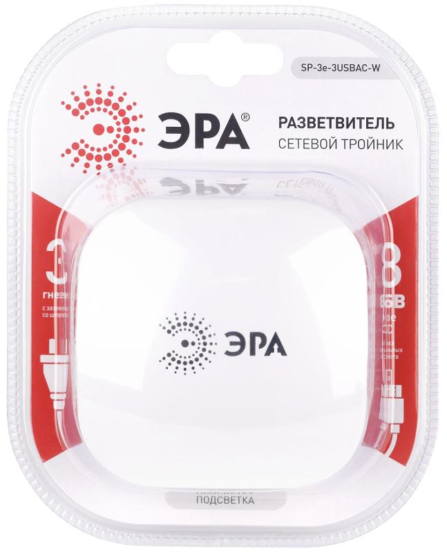 Разветвитель электрический ЭРА SP-3e-3USBAC-W на 3 розетки + 3 USB A+C с заземлением со шторками 16А белый | Б0069081 | ЭРА — миниатюра 2