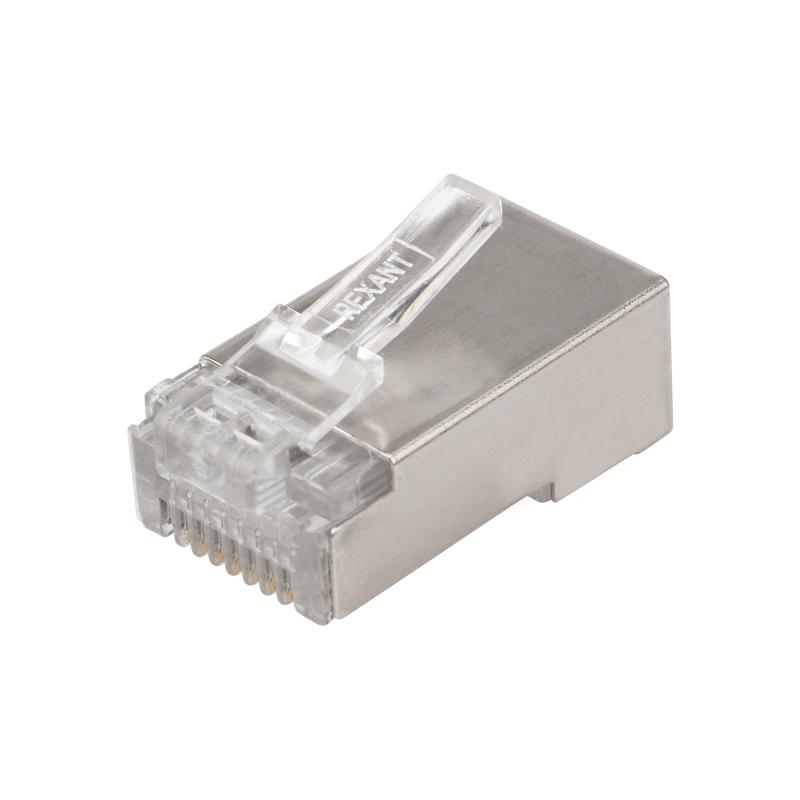 Разъем сетевой LAN на кабель, штекер 8Р8С (Rj-45), под обжим, в экране, (10шт.) | 06-0082-A10 | REXANT — REXANT