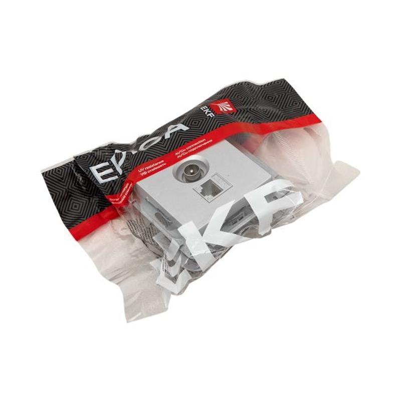 Механизм розетки TV+RJ45 (cat5), алюминий Эпика EKF | UP1-SOA-TV+RJ | EKF — миниатюра 13
