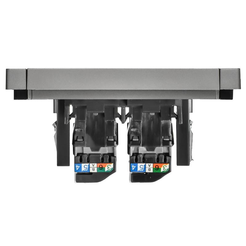 FORTE&PIANO Розетка комп. 2-ая RJ45 кат.5E FP533 сталь | FP-K20-1-K46 | IEK — миниатюра 5