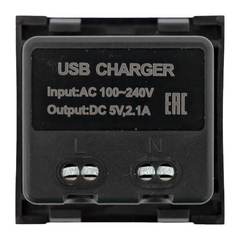 Розетка USB A+C, 2.1А, 2 гнезда, без индикатора, черная, матовая |E2MR2B-21USB-10-AC|EKF — миниатюра 4