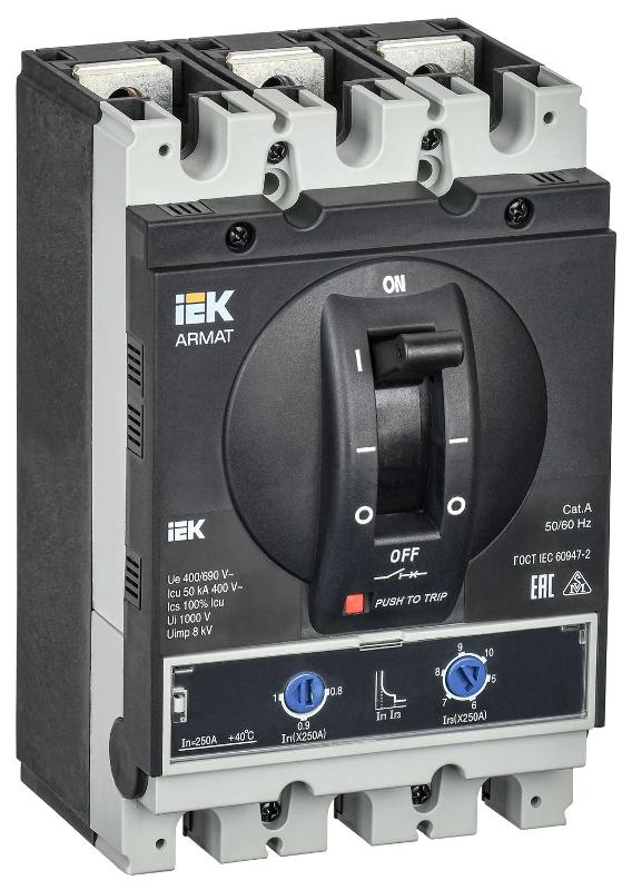 ARMAT Авт. выкл. лит. корпус 3P G 50кА 250А ТМ рег. | AR-MCCB-3G-050-0250A-ATUC | IEK — фото 1 | Sento