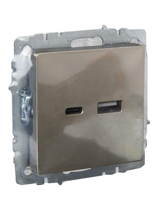 BRITE Розетка USB A+C 18Вт РЮ11-1-БрШ шампань | BR-U22-018-K37 | IEK — миниатюра 6