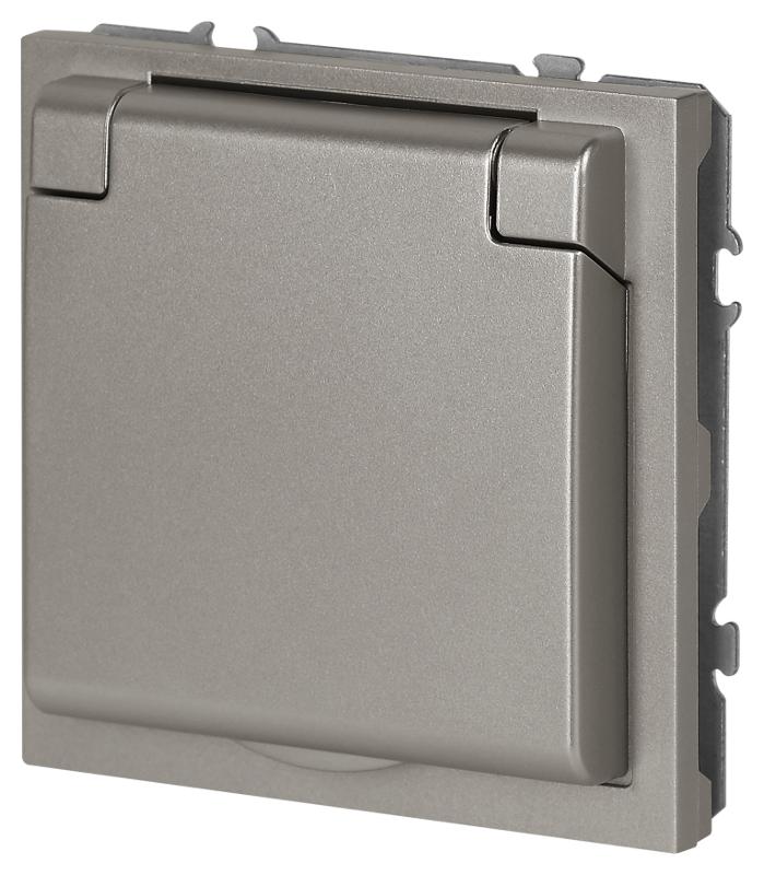 Розетка Galaxy 15-2103-07 c заземлением 2P+E Schuko со шторками с крышкой 16А-250В IP20 титан | Б0070670 | ЭРА — миниатюра 5