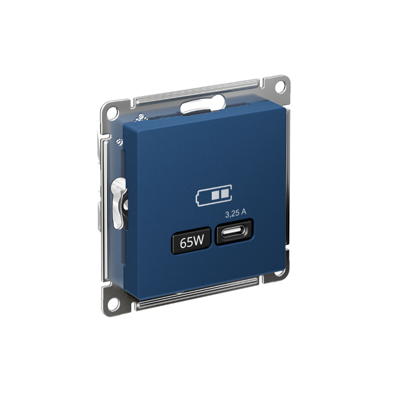 AtlasDesign Аквамарин USB Розетка тип-C 65Вт высокоскоростной заряд QC,PD, механизм | ATN001127 | SE — Systeme Electric