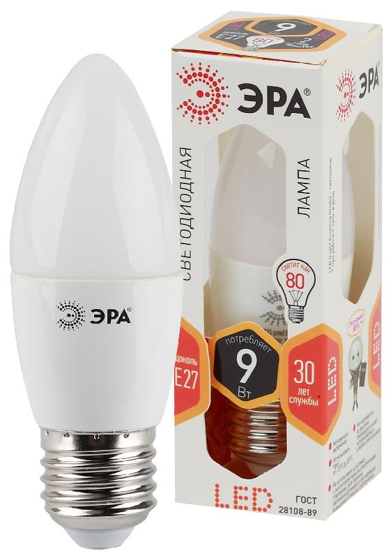 Лампа светодиодная LED 9Вт Е27 2700К smd B35-9w-827-E27 | Б0027971 | ЭРА — миниатюра 1