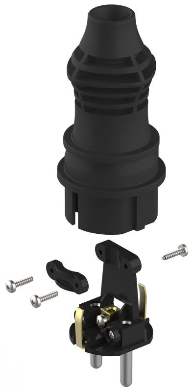 Вилка  каучуковая c заземлением 16А IP44 прямая черная  VX13-B-IP44 | Б0069321 | ЭРА аналог: Б0055414 — миниатюра 4