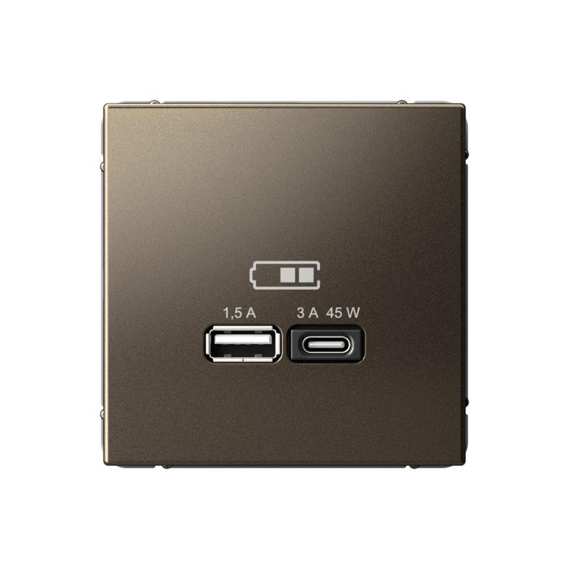 ArtGallery Мокко Розетка USB A + тип-C 45Вт высокоскор.заряд. QC, PD, механизм | GAL000629 | SE — Systeme Electric