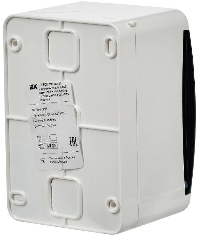 Корпус пластиковый навесной на 4 модуля КМПн-4 IP41 белый TEKFOR Mini | TFM-KP73-N-04-41-K01-K01 | IEK — миниатюра 4