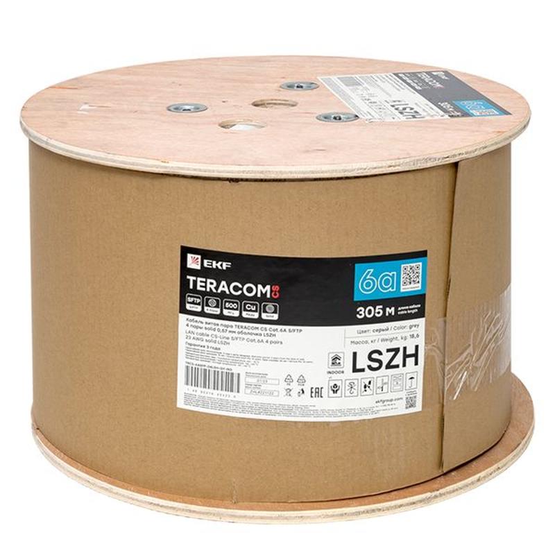 Кабель витая пара TERACOM CS Cat.6A S/FTP 4 пары solid 0,57мм оболочка LSZH нг(А)-HF цвет серый (упак. 305м) | TRCS-6ASFP-04LSH-GY-IN3 | EKF — миниатюра 7