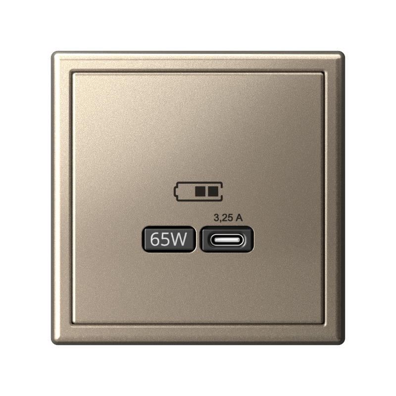 ArtGallery Шампань Розетка USB тип-С 65Вт высокоскор.заряд. QC, PD, механизм | GAL000527 | SE — миниатюра 12