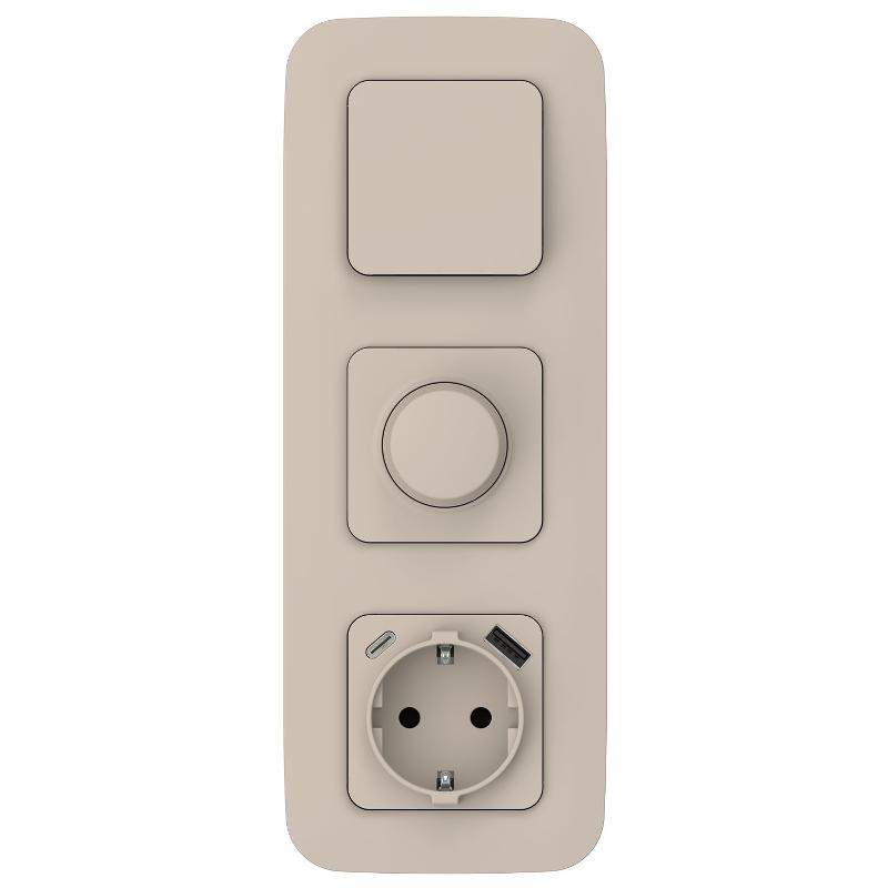 FLITE Розетка с заземлением со шторками 16А с USB A+C 20Вт РСЮшс11-0-ФлЛ льняной | FI-R14-16-U22-020-K88 | IEK — миниатюра 2