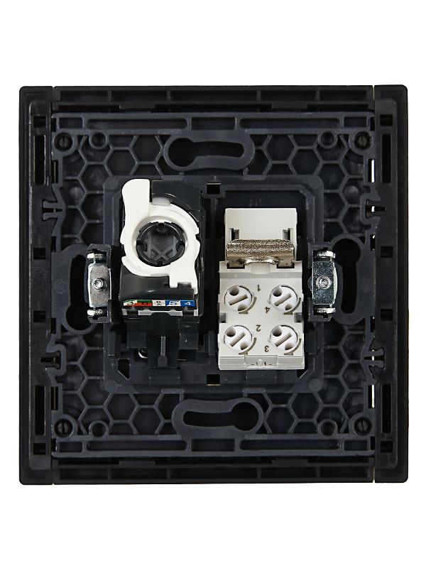FORTE&PIANO Розетка двойная RJ11+RJ45 кат.5E FP135 черный | FP-KT20-O-1-K02 | IEK — миниатюра 3