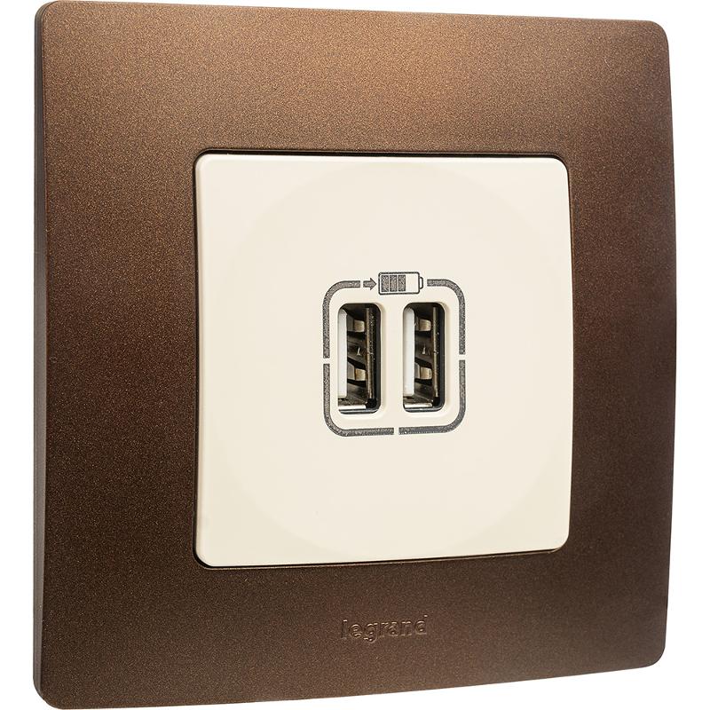 Etika Слоновая кость Розетка USB 2-ая 240В/5В 2400мА — миниатюра 6
