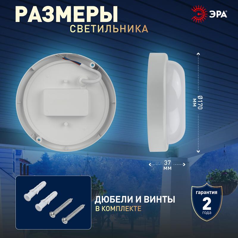 Светильник светодиодный пылевлагозащищенный для ЖКХ SPB-201-0-65К-015 IP65 15Вт 6500К КРУГ | Б0047624 | ЭРА — миниатюра 5