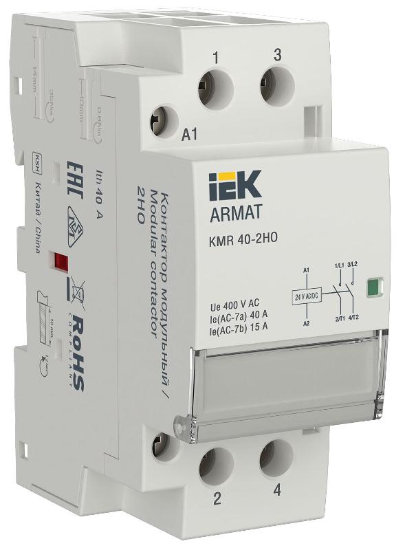 ARMAT Контактор модульный KMR 40А 24В AC/DC 2НО | AR-KMR20-040-20-024 | IEK — фото 1 | Sento