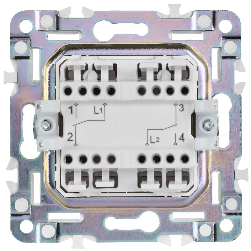 SKANDY Выключатель 2-клавишный проходной 10А SK-V05S серебряный | SK-V22-0-10-K23 | IEK — миниатюра 3
