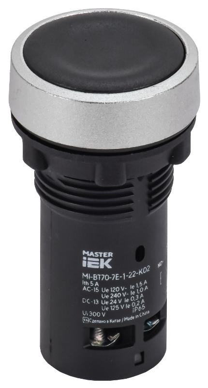 Кнопка IP65 моноблок 1NO чёрная MASTER | MI-BT70-7E-1-22-K02 | IEK — IEK (ИЭК)