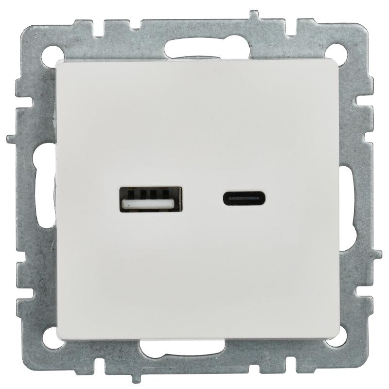 BRITE Розетка USB A+C 18Вт РЮ11-1-БрБ белый | BR-U22-018-K01 | IEK — миниатюра 3