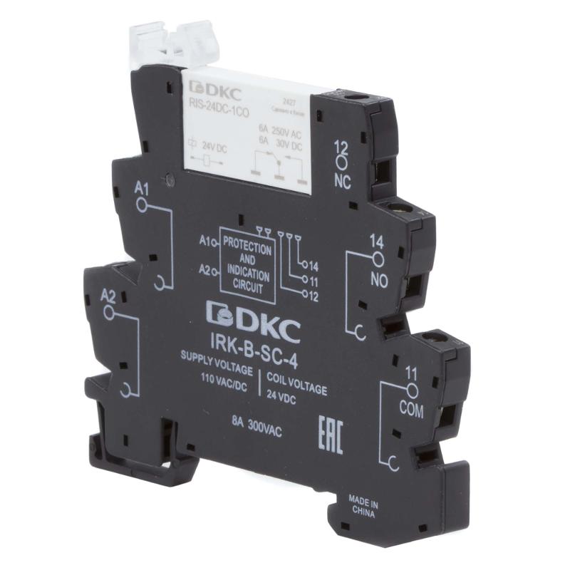 Реле интерфейсное, 1CO, ком. ток 6А, AgSnO2, напряжение 110V AC/DC, винтовые клеммы. | IRK-110UC-1CO | DKC — миниатюра 2