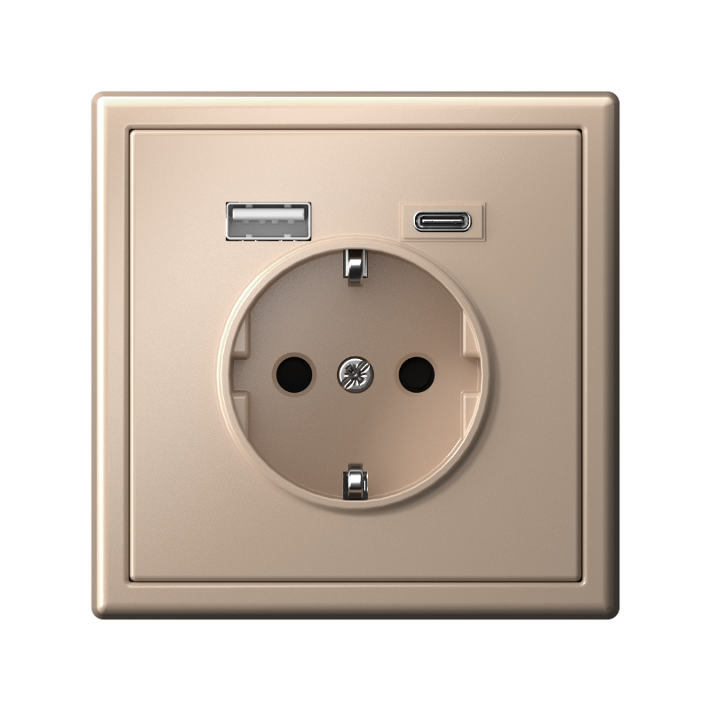 ArtGallery Песочный Розетка 16А с 2 USB A+C, 5В/2,4А/3,0А, 2х5В/1,5А, механизм | GAL001232 | SE — миниатюра 5