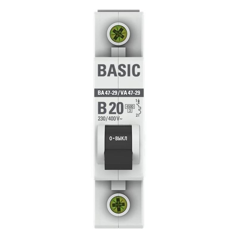 Выключатель автоматический однополюсный 1P 20А (B) 4,5кА ВА 47-29 EKF Basic|mcb4729-1-20-B|EKF — миниатюра 4