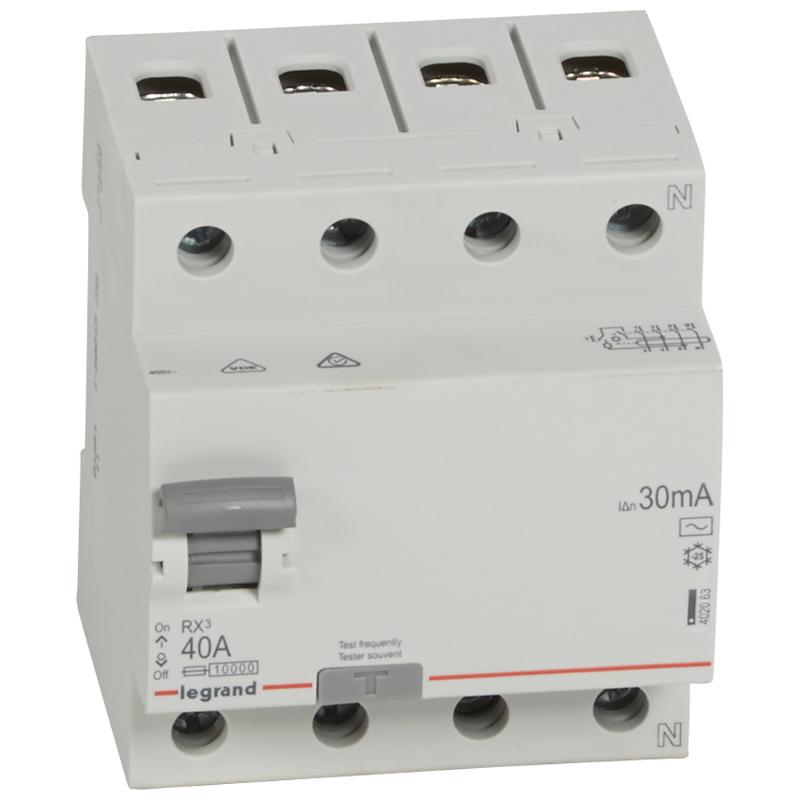 Выключатель дифференциальный (УЗО) RX3 4п 40А 30мА тип AC | 402063 | Legrand — Legrand