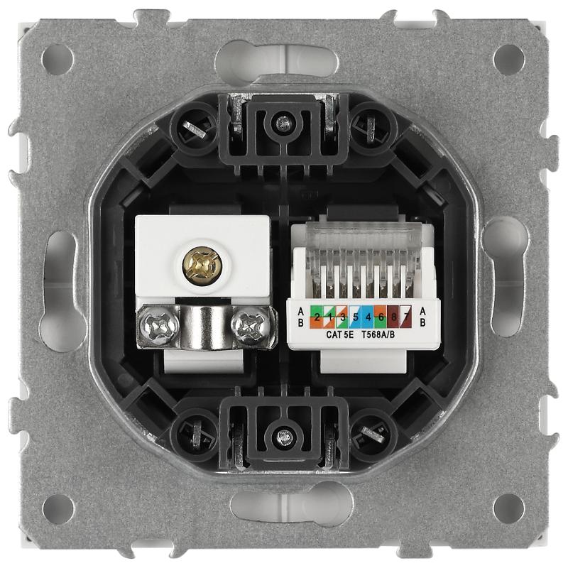 Розетка Galaxy 15-3110-08 комбинированная RJ45+TV IP20 белый матовый | Б0070790 | ЭРА — миниатюра 4
