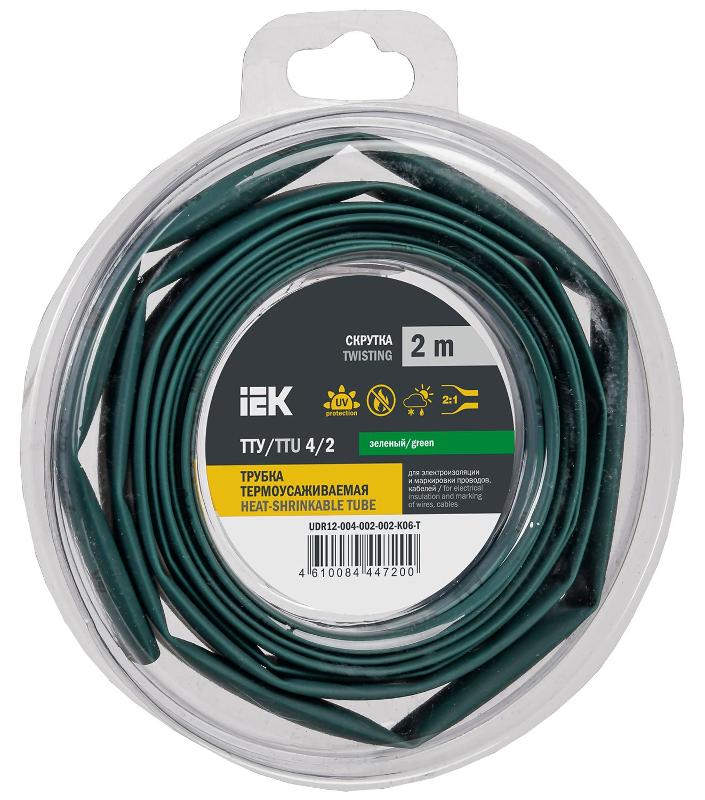 Трубка термоусадочная ТТУ нг-LS 4/2 зеленая (2м/упак) IEK | UDR12-004-002-002-K06-T | IEK — IEK (ИЭК)