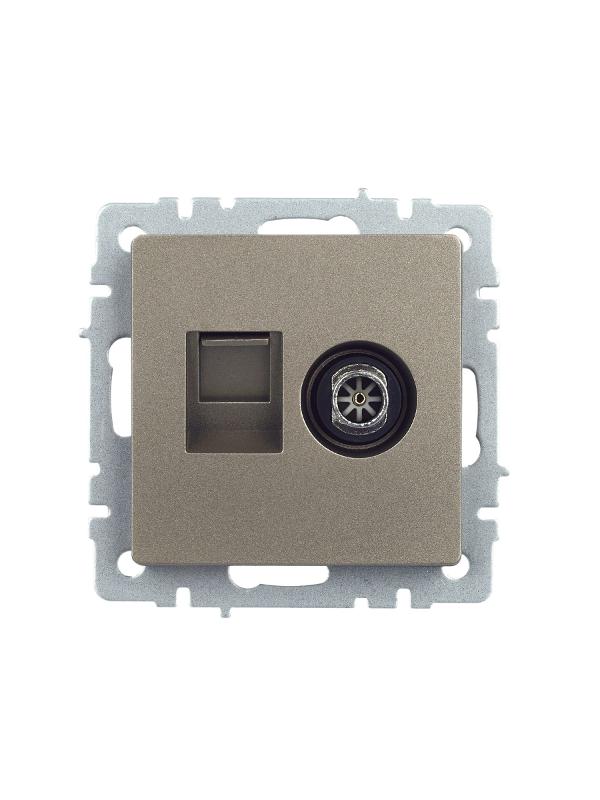 BRITE Розетка двойная TV+RJ45 кат.5E РТВ/РК12-БрШ шампань | BR-AK20-1-K37 | IEK — миниатюра 9
