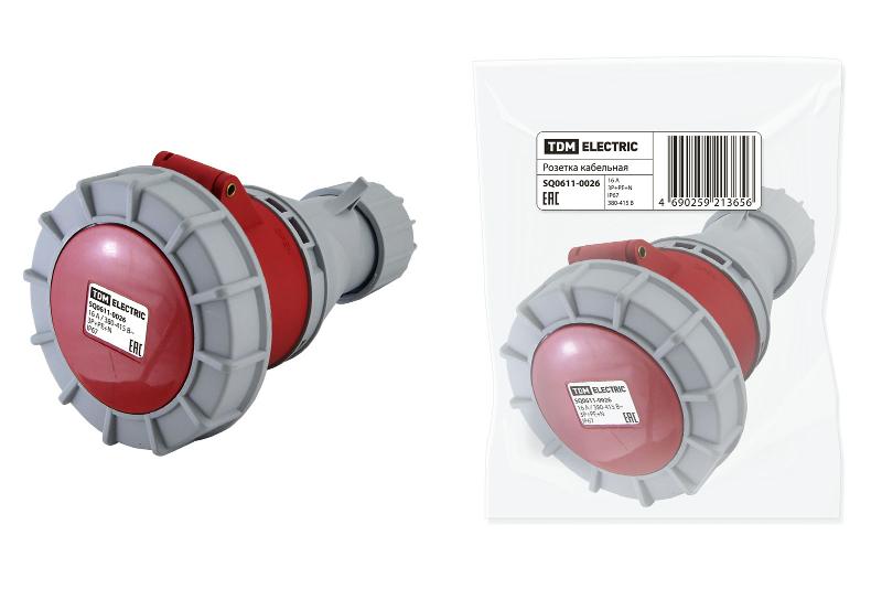 Розетка кабельная IP67 16А 3Р+РЕ+N 380В | SQ0611-0026 | TDM — TDM ELECTRIC