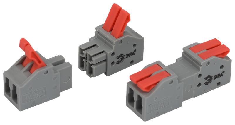 Клемма  NO-225-403 проходная разъёмная 222-2412R с рычагами 2 полюса 0.08-2.5/4 мм2 (упаковка 20 шт.) | Б0067947 | ЭРА — миниатюра 1