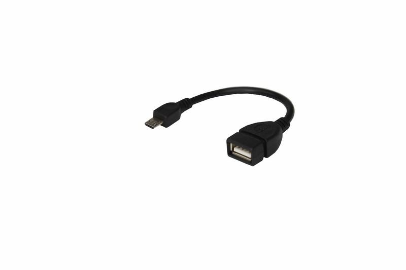 USB кабель OTG micro USB на USB шнур 0.15 м черный | 18-1182 | REXANT — миниатюра 1