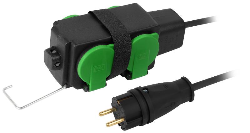 Удлинитель силовой ЭРА GREEN LINE UDL-KG-3x2,5m-10m-IP44 с крышками с заземлением 4 розетки 10м КГ 3x2.5мм2 IP44 | Б0072580 | ЭРА — миниатюра 3