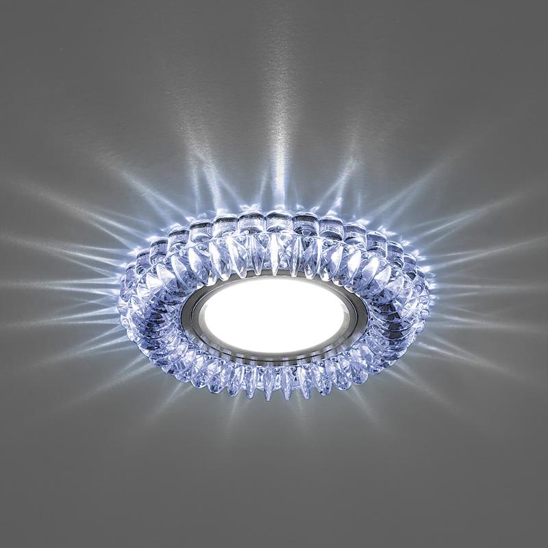 Светильник точечный встраиваемый под лампу, с LED подсветкой CD904 15LED*2835 SMD, MR16 50W G5.3, прозрачный (+синяя подсветка) | 32542 | FERON — миниатюра 2