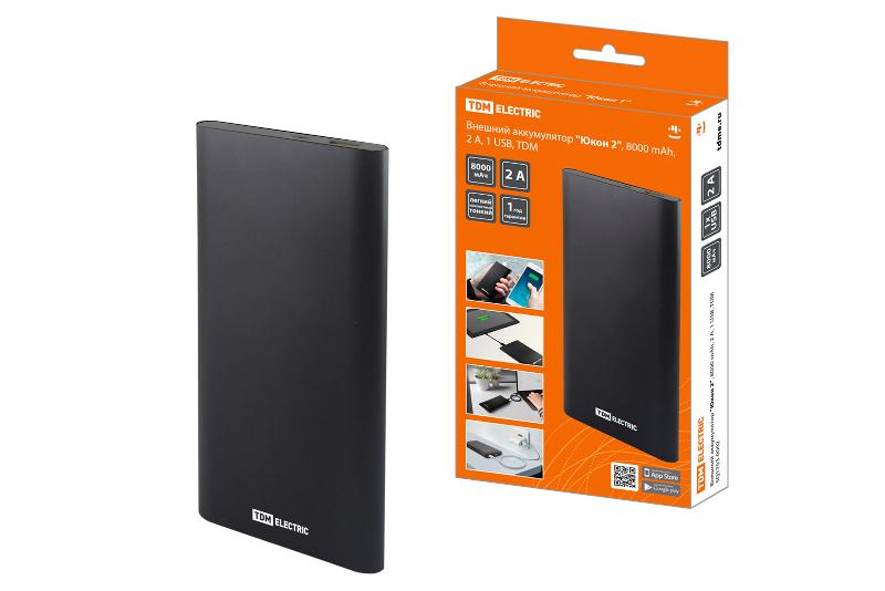 Аккумулятор внешний "Юкон 2", 8000 mAh, 2 А, 1 USB, | SQ1703-0002 | TDM — TDM ELECTRIC