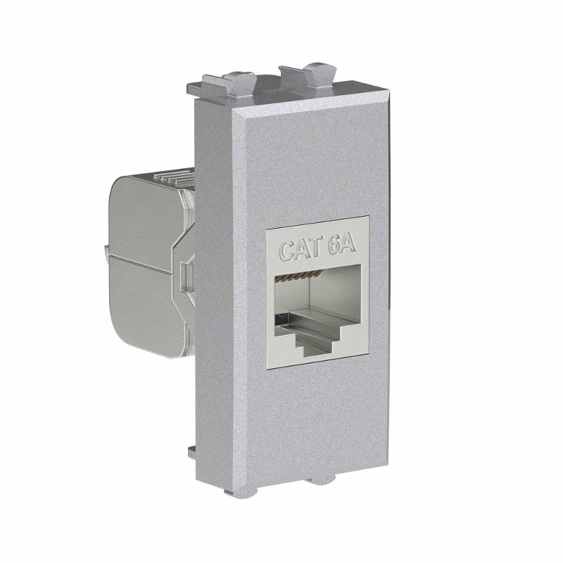 Компьютерная розетка RJ-45 без шторки модульная, кат.6А экранированная, Avanti, закаленная сталь, 1 модуль | 4404771 | DKC — миниатюра 2