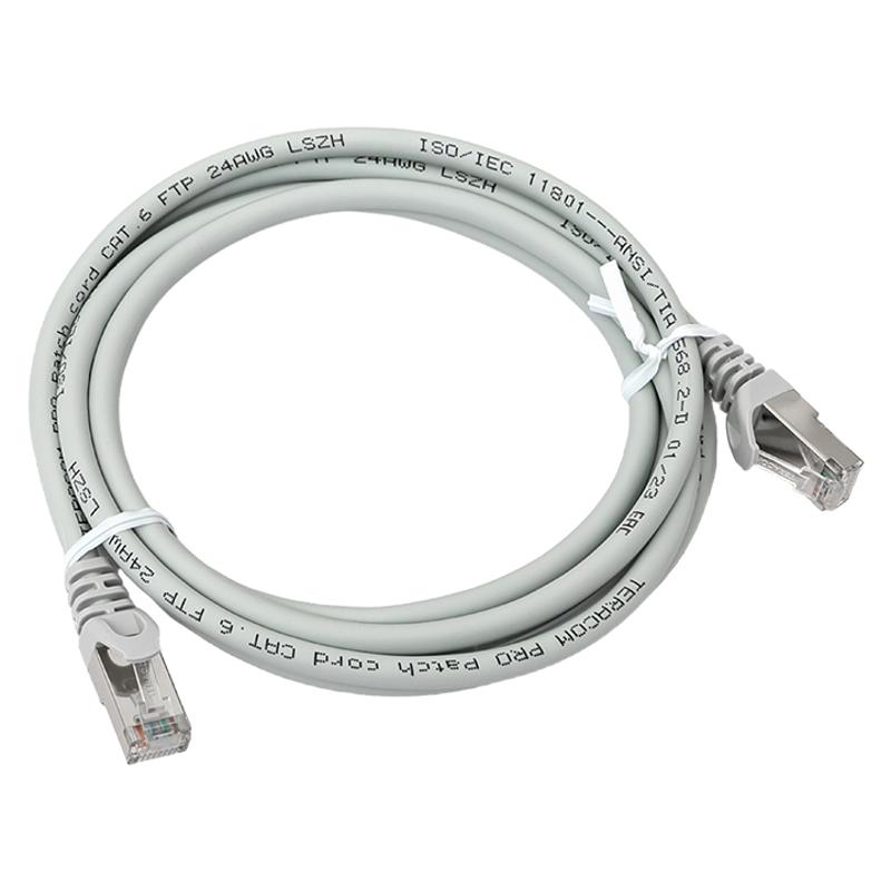 Патч-корд TERACOM PRO Cat.6 экранированный FTP оболочка LSZH серый (2,0м) | TRP-6FTP-LSH-2M-GY | EKF — миниатюра 2