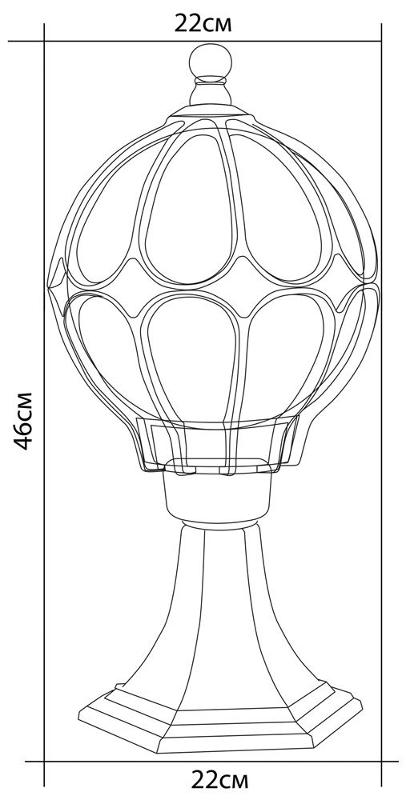 Светильник садово-парковый PL3804 60W 230V E27 220*220*460мм черное золото, на постамент | 11365 | FERON — миниатюра 3