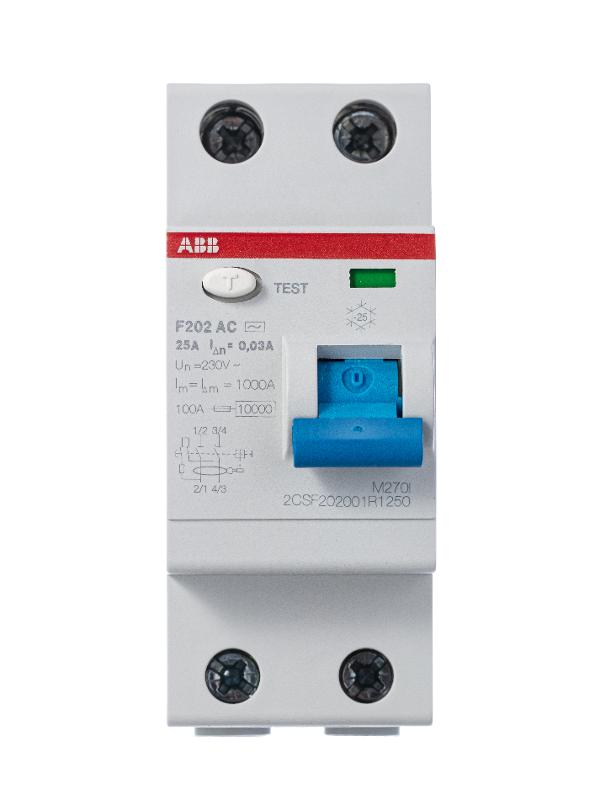 Выключатель дифференциальный (УЗО) F202 2п 25А 30мА тип AC | 2CSF202001R1250 | ABB — миниатюра 3