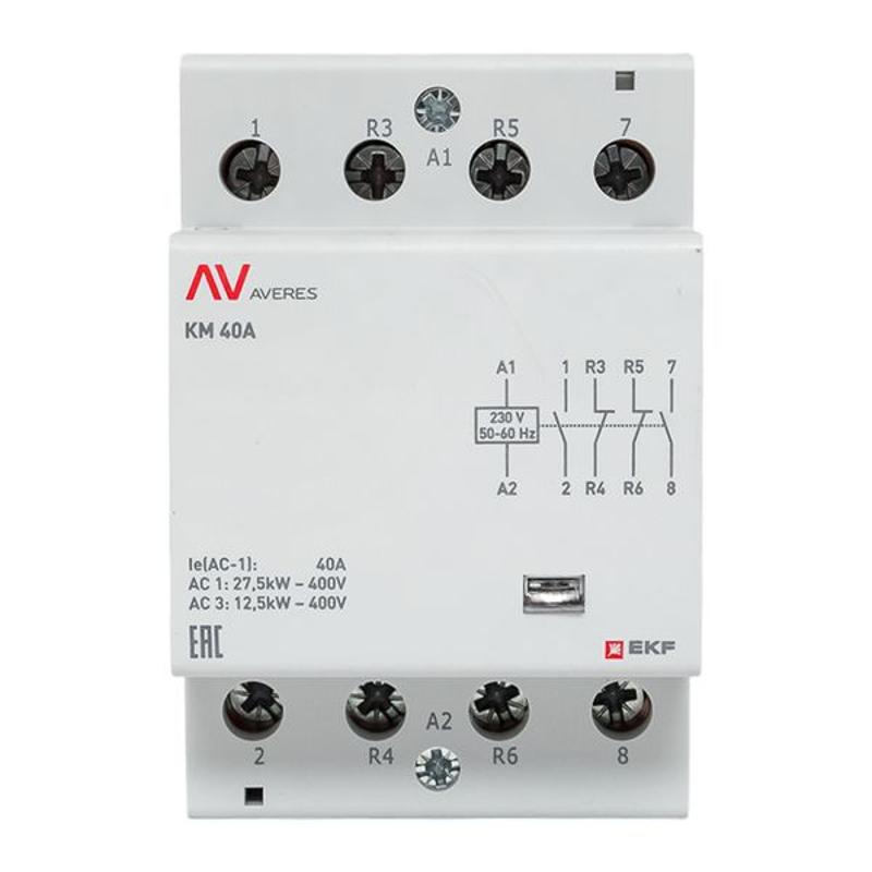 Контактор модульный КМ 40А 2NO+2NC 230VAC (3 мод.) AVERES | km-av-3-40-22-230V | EKF — миниатюра 3