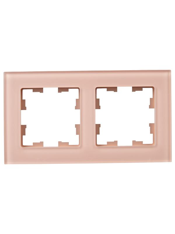 BRITE Рамка 2-ая РУ-2-2-БрП стекло персиковый матовый | BR-M22-G-31-K96 | IEK — миниатюра 2