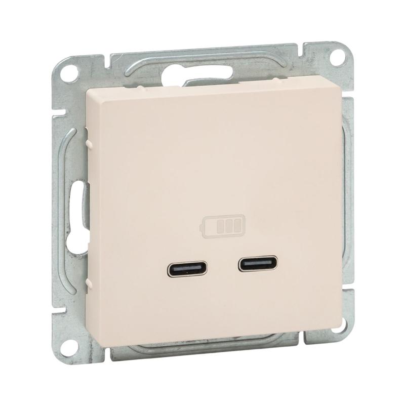 Механизм розетки USB-C - 2шт, кремовый Эпика  |UP1-SOI-2USBC| EKF — EKF