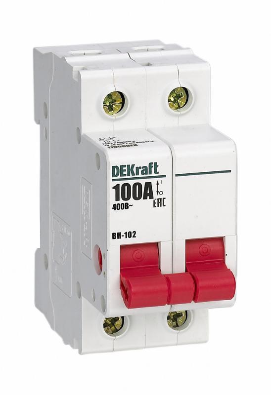 Выключатель нагрузки 2Р 100А ВН-102 | 17008DEK | DEKraft — DEKraft