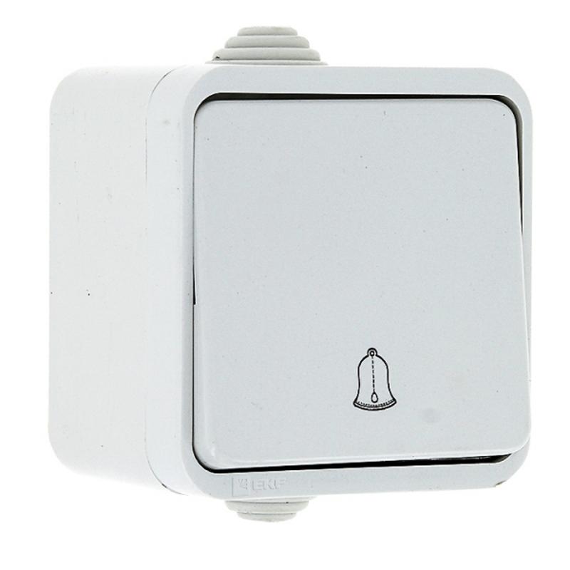 Прага Кнопка звонка 1-клавишная 10А IP44 белая EKF | EKZ10-026-10-44 | EKF — EKF