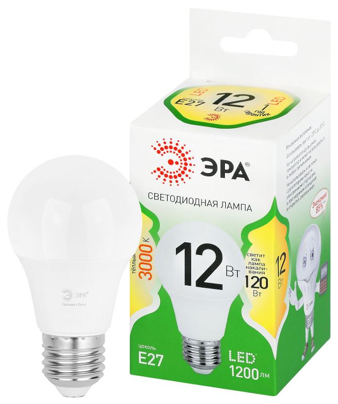 Лампа светодиодная  GREEN LINE LED A60-12W-830-E27 GL E27 12 Вт груша теплый свет | Б0067110 | ЭРА — ЭРА (Энергия света)